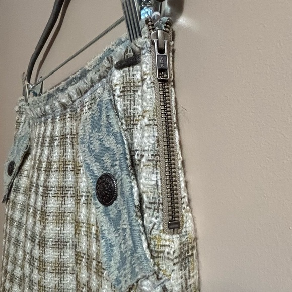 NWT NTS Sz 8 Tweed Houndstooth Lined Mini Skirt Pockets Blue Ivory Yellow - Picture 6 of 15